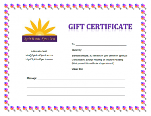 image of a gift certificate for birthdays